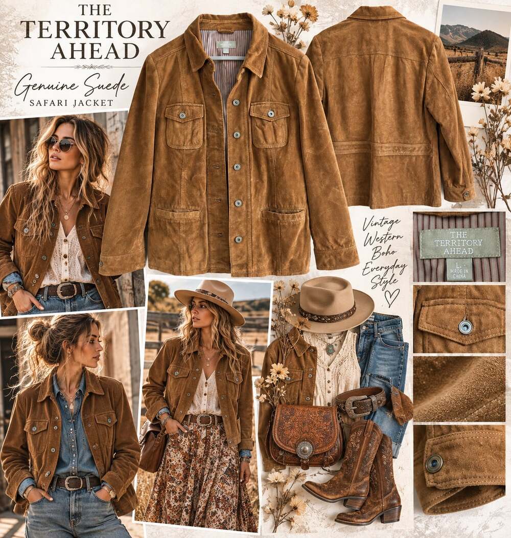 The Territory Ahead Suede Jacket Size L Brown  Leather